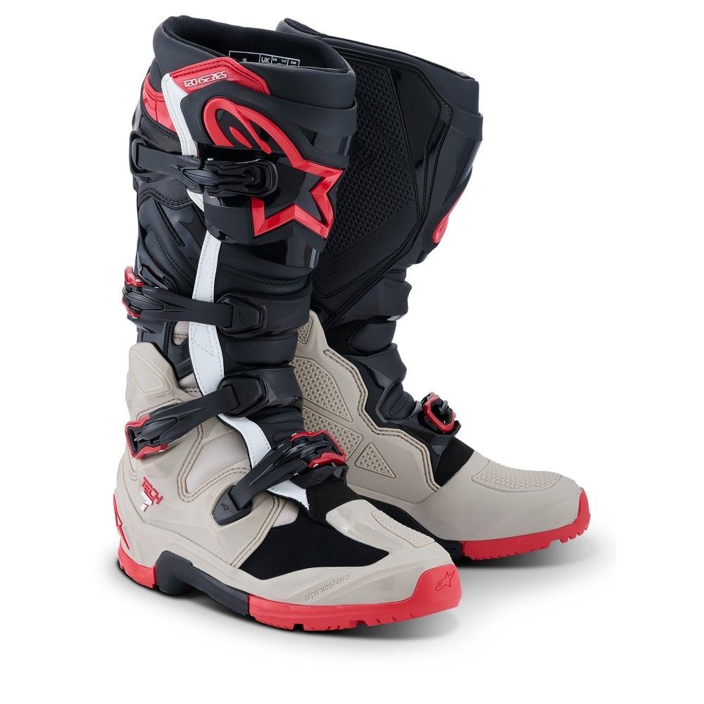 Alpinestars 2026 Tech 7 Enduro Boots Black Light Grey Bright Red